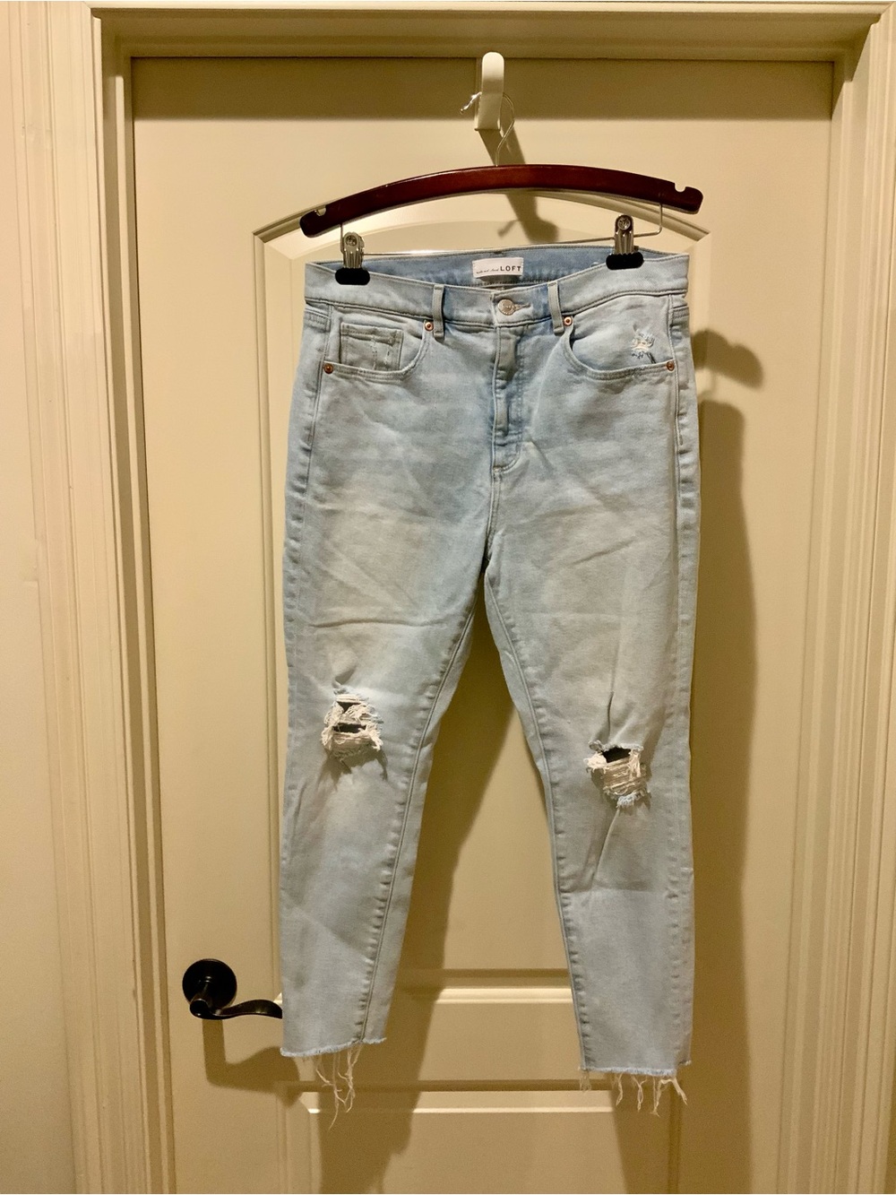 LOFT Light Blue Distressed Ankle Jeans